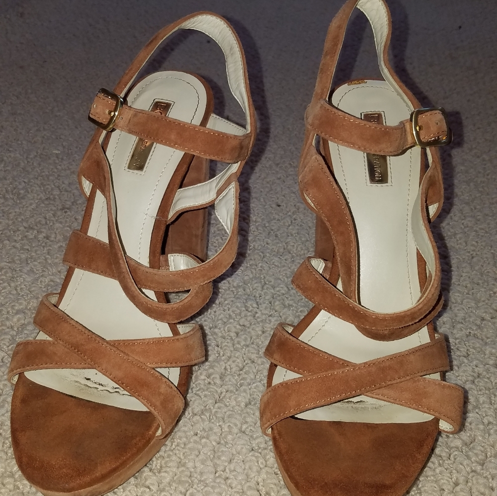 Brown strappy heels
